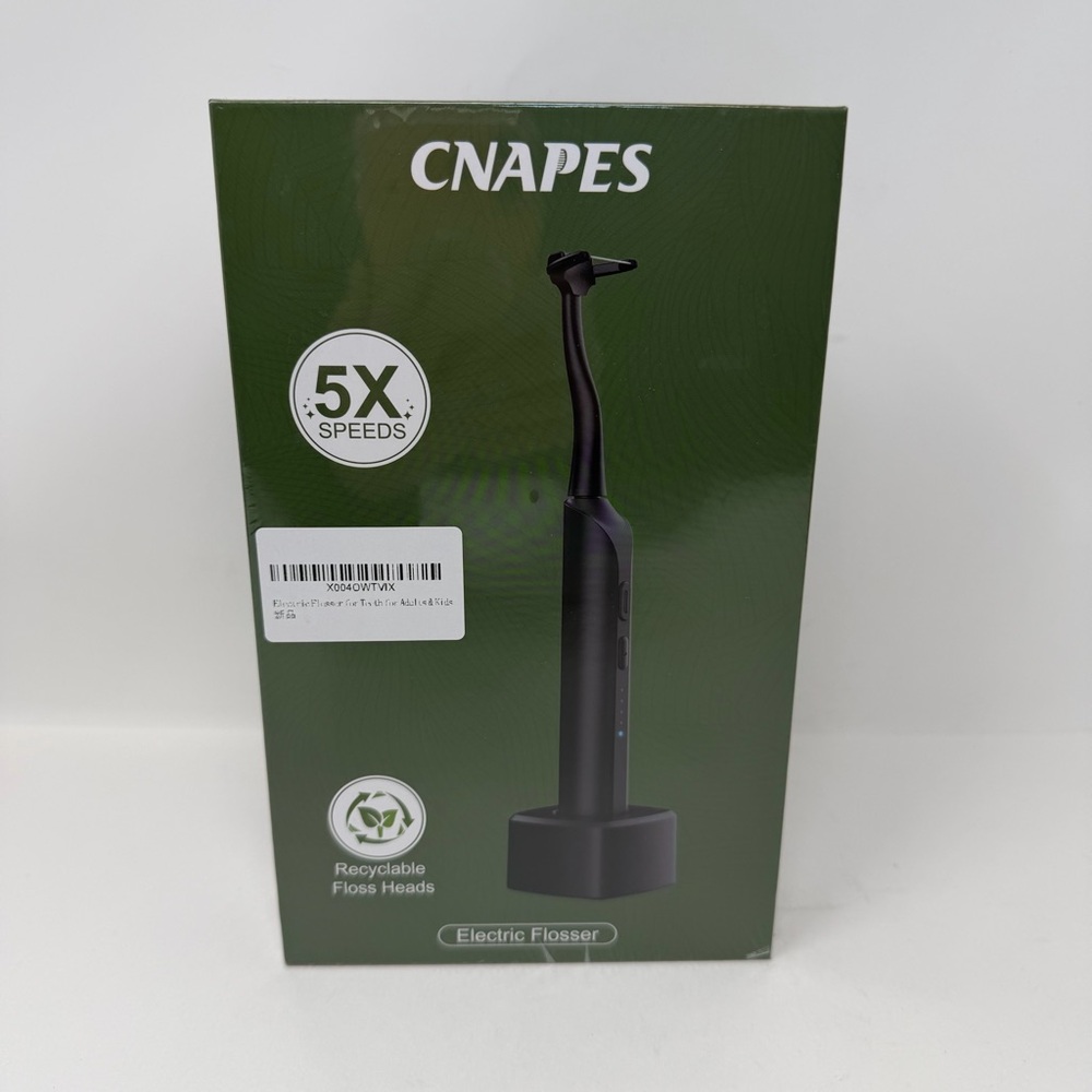 CNAPES NIB Electric Flosser for Teeth - 54 Refill Reusable Heads + 5 Speed White